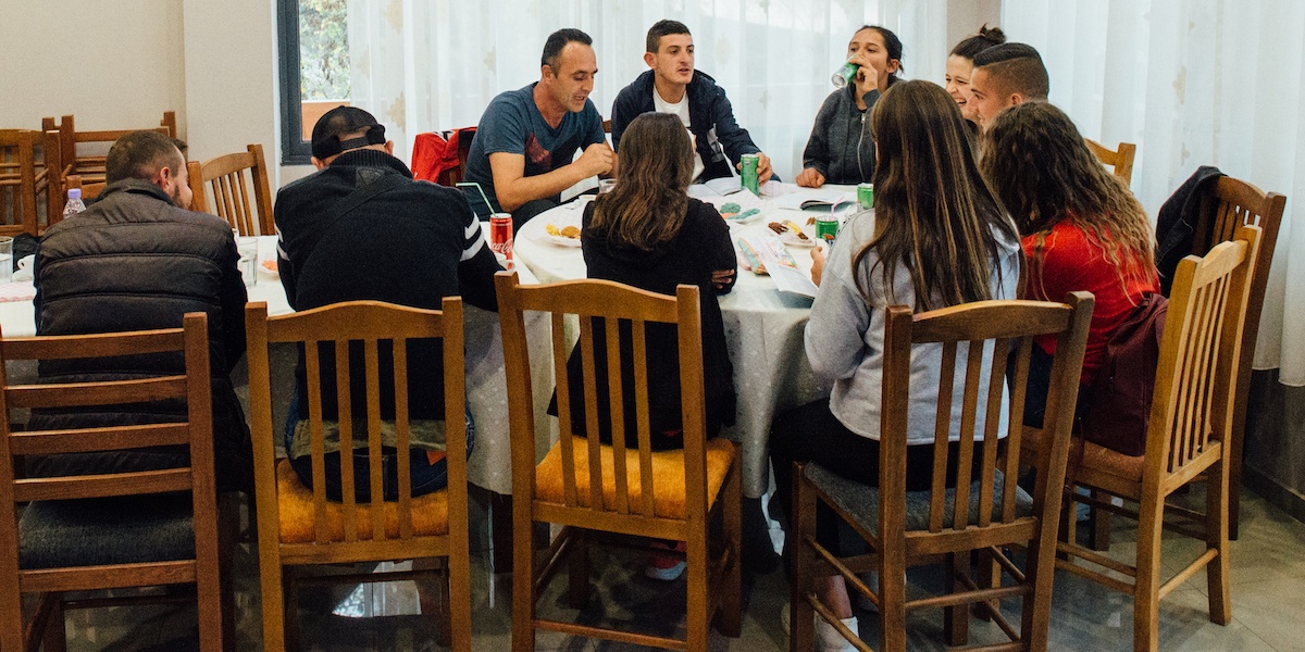 Christian leading PP training for youth in Cerrik.