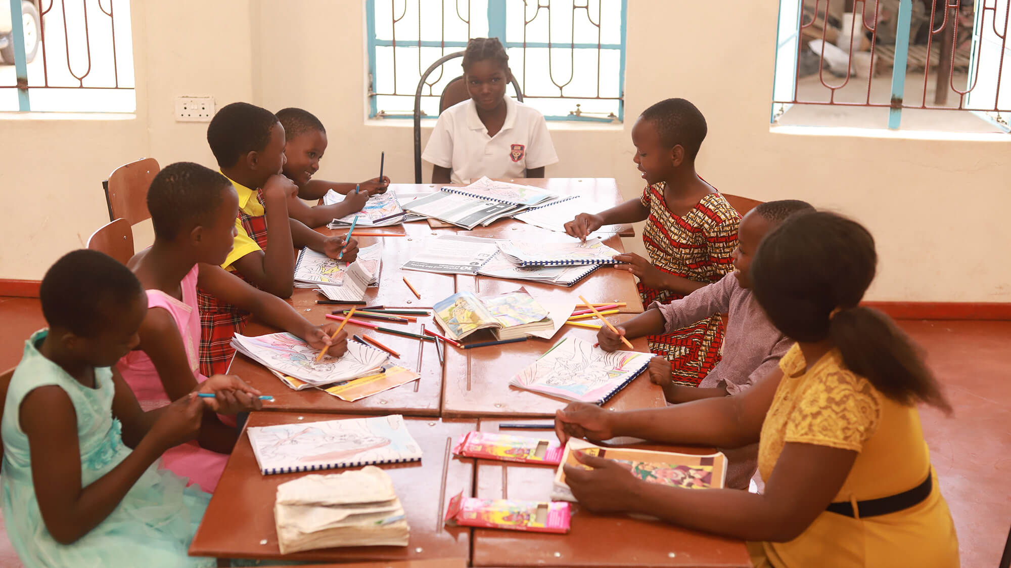 Kids coloring in Zimbabwe