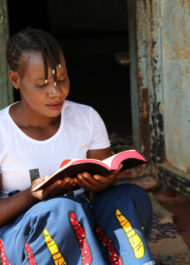 Cynthia reading her bible