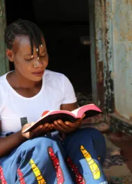 Cynthia reading her bible
