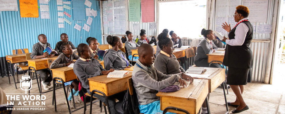Salome teaching at-risk youth at the school she founded in Nairobi